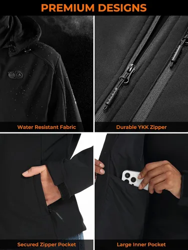 Miniatura 5 de ORORO Batería mejorada Chaqueta térmica de doble control para mujer con 5 zonas de calor, hasta 20 horas de calor