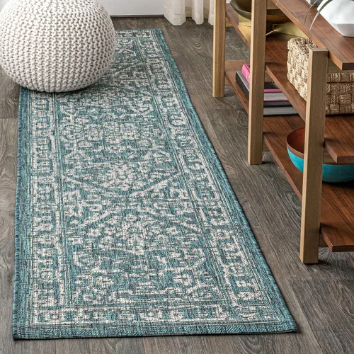Miniatura 36 de JONATHAN Y Boho Medallion - Alfombra para interiores y exteriores, 3 x 5 pies, color verde azulado/gris, tejido texturizado Malta, para patio