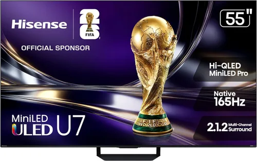 Hisense 55" U7 Mini-LED ULED 4K UHD Best Premium Gaming Google Smart TV (55U7SG, 2026 NUEVO) - Hi-QLED, Native 165Hz, VRR 330, HDR10+, Dolby Vision