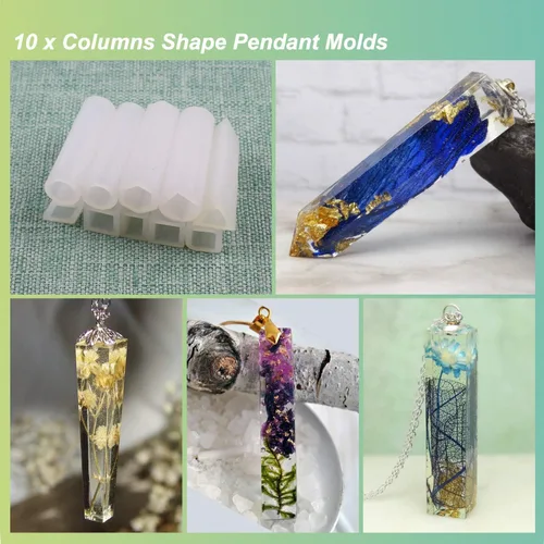 Miniatura 6 de LET'S RESIN 30 moldes de joyería de resina, moldes de joyería para resina UV, kit de moldes de silicona de resina con pulsera, colgante, anillo