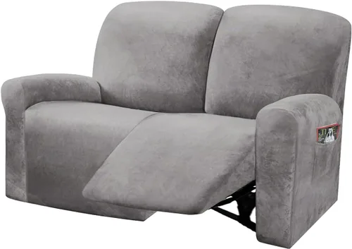 Miniatura 12 de ULTICOR Funda reclinable para sofá biplaza, 48 a 65 pulgadas de largo, 6 fundas elásticas de terciopelo para sofá reclinable de 2 asientos, gruesa