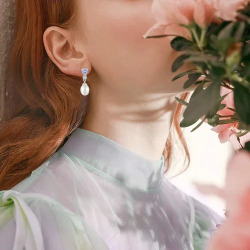 Miniatura 2 de BELRYO Aretes de perlas de plata de ley 925 con circonitas cúbicas con perlas cultivadas de agua dulce de 0.315 x 0.394 in para novia, madre, regalo
