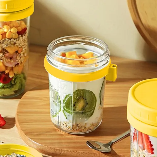 Miniatura 7 de Tarros Mason de 16 onzas con tapas, recipientes de avena durante la noche con tapas para avena, pudín, yogur, recipientes de aderezo para ensaladas