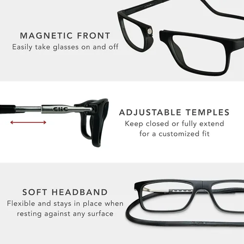 Miniatura 6 de Clic Anteojos de lectura magnéticos para hombres o mujeres, banda plegable suave, lectores para computadora, Nashi (S-XL)