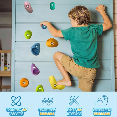 Miniatura 6 de 32 piezas de pared de escalada en roca para niños, soportes de escalada de pared de roca, kits de agarre de pared para escalada de adultos con 32