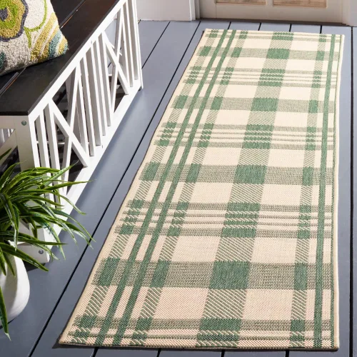 Miniatura 32 de SAFAVIEH Alfombra Lavable para Exteriores Colección Courtyard - 2'3" x 4', Beige y Azul, Patrón a Cuadros, No Desprende Pelusa y Fácil Limpieza