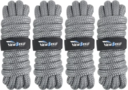 Miniatura 9 de MALZE-NEWSEED 4 unidades de cuerdas de muelle de 9,5 mm x 4,5 metros de nailon trenzado doble para barco con Ojales de 30,5 cm, líneas de amarre