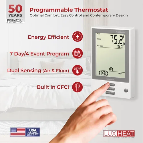 Miniatura 5 de LuxHeat Kit de alfombrilla de calefacción de suelo de 20 pies cuadrados – Sistema de calefacción de suelo radiante eléctrico de 120 V – Sistema