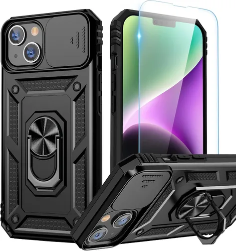 Miniatura 14 de Goton Funda para iPhone 14 Plus con Protector de Pantalla - Funda con Cubierta Deslizante para Cámara con Soporte de Anillo, Resistente de Grado