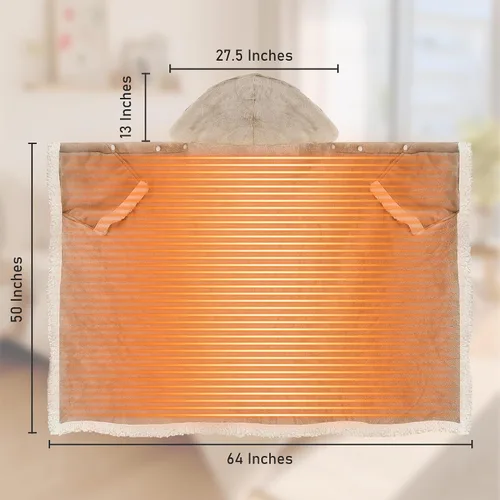 Miniatura 2 de COZYTY Manta eléctrica de chal con calefacción, envoltura térmica con bolsillos, 6 ajustes de calor y temporizador de apagado automático de 1-4
