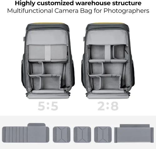Miniatura 2 de K&F CONCEPT Mochilas profesionales para cámaras de 25L de gran capacidad para fotógrafos, impermeables, mochila para cámara de fotografía para Lemon