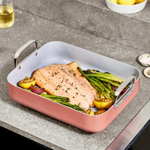 Miniatura 6 de Caraway Bandeja para Asar - Bandeja para Asar de 16x13" con Rejilla - Revestimiento Cerámico Antiadherente - No Tóxico, Libre de PTFE y PFOA - Apto