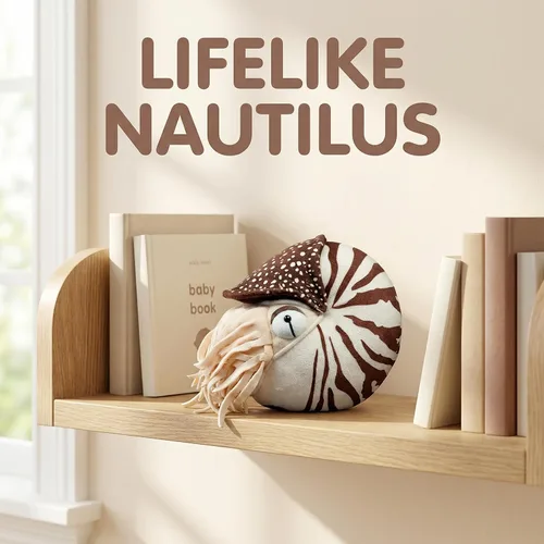 Miniatura 10 de Nautilus - Animal de peluche realista de Nautilus, juguete realista de Nautilus de 8 pulgadas, peluche suave de criaturas marinas modelo Nautilus