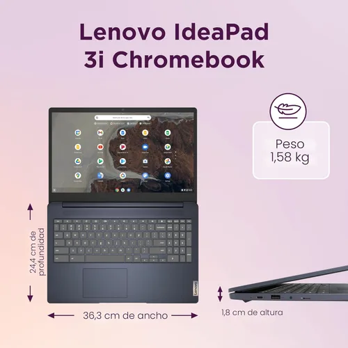 Miniatura 7 de Lenovo IdeaPad 3i Chromebook, pantalla FHD de 15.6", Intel Celeron N4500, 8 GB de RAM, 64 GB eMMC, 1920 x 1080 px, cámara de 720p, Chrome OS, azul