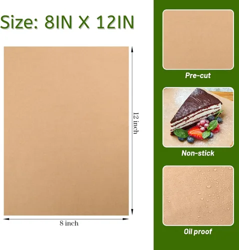Miniatura 2 de WMKGG 100 piezas de papel pergamino sin blanquear para hornear, hojas de papel pergamino resistentes precortadas de 8 x 12 pulgadas para cocinar