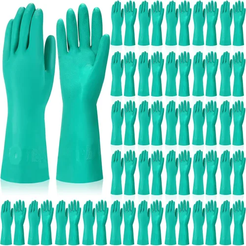Miniatura 8 de Potchen 20 pares de guantes resistentes a productos químicos, guantes de nitrilo gruesos de servicio pesado a granel para limpieza, resisten ácido