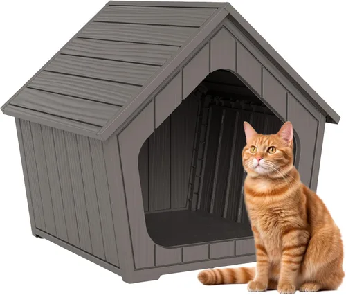 Casa para gatos al aire libre, resistente a la intemperie, con garra, para gatos interiores y exteriores, resistente a la intemperie, material Café