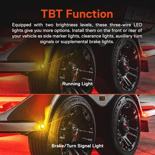 Miniatura 4 de TRUE MODS - 10 luces de marcador LED redondas de 3/4 pulgadas para remolque ámbar de 12 V [3 cables/DRL y señal de giro] [DOT FMVSS 108] [SAE P2PC]