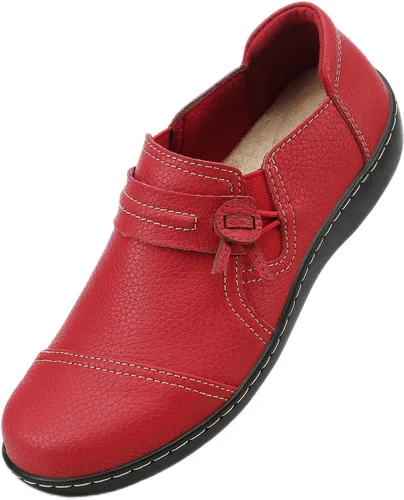 LAZYPOP Mocasines de cuero clásicos y cómodos para mujer, bonitos zapatos de vestir informales, ligeros, para caminar, zapatos planos para el
