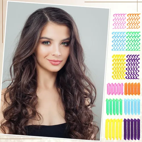 Miniatura 7 de 60 rulos ondulados sin calor, sin calor, kit de 2 estilos, 22 pulgadas, 18 pulgadas, 12 pulgadas, rodillos ondulados para mujer, cabello corto