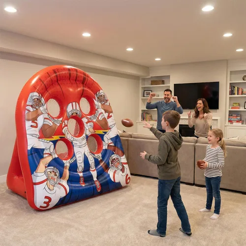 Miniatura 6 de Juego inflable gigante de lanzamiento de objetivos de fútbol de 6 pies, divertidos juegos de patio para interiores y exteriores para niños y Rojo