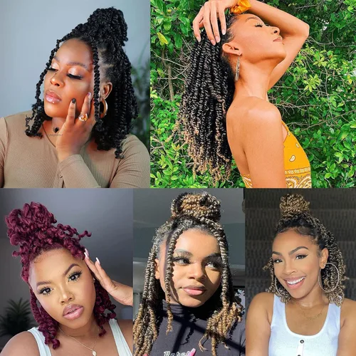 Miniatura 7 de Leeven Cabello de Ganchillo para Mujeres 16 Pulgadas Cabello de Passion Twist Pre-Retorcido 8 Paquetes Ombre Marrón Pre-Enrollado Bomb Crochet #T30