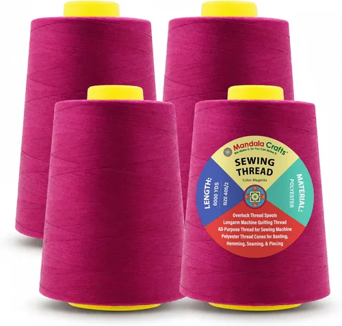 Miniatura 112 de Mandala Crafts 4 Pack of Serger Threads Cones Spools - 20S/2 24000 Yards Polyester Baby Blue Threads for Sergers Machine and Overlock Quilting