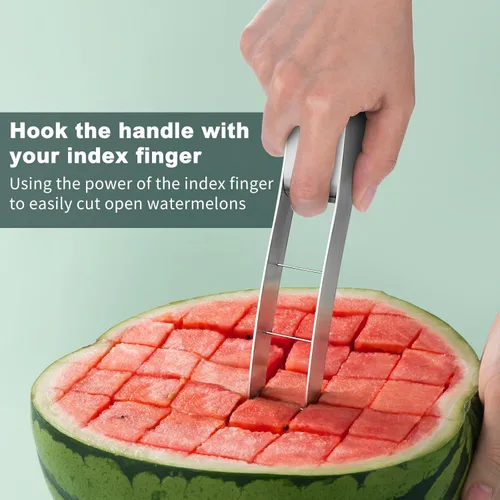 Miniatura 2 de Cortador de sandía, cortador de cubo de sandía de acero inoxidable, cuchillo de sandía rápido seguro, divertidos cuchillos de frutas, ensalada