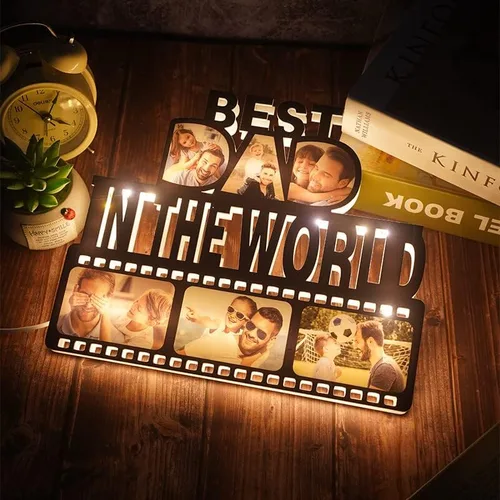Miniatura 3 de Luz de foto personalizada para papá para el día del padre, lámpara acrílica personalizada con 6 imágenes, regalos conmemorativos para papá, regalos