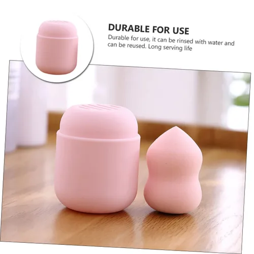 Miniatura 6 de Caja de almacenamiento de soplo de polvo, contenedores rosados, esponja de belleza, maquillaje rosa, portátil, esponjas para maquillaje, esponjas