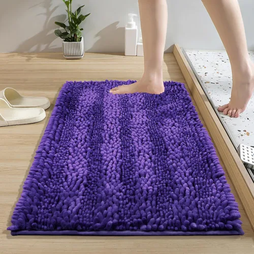 Miniatura 3 de RULLENY Juego de 2 alfombras de baño de felpilla brillante de lujo, lavables a máquina, 31 x 20 pulgadas y 24 x 16 pulgadas