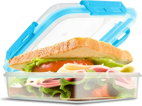 Miniatura 14 de Tafura Recipientes y cajas para sándwiches de alta calidad, sin BPA, para loncheras, duradero y reutilizable, soporte para sándwiches para mayor