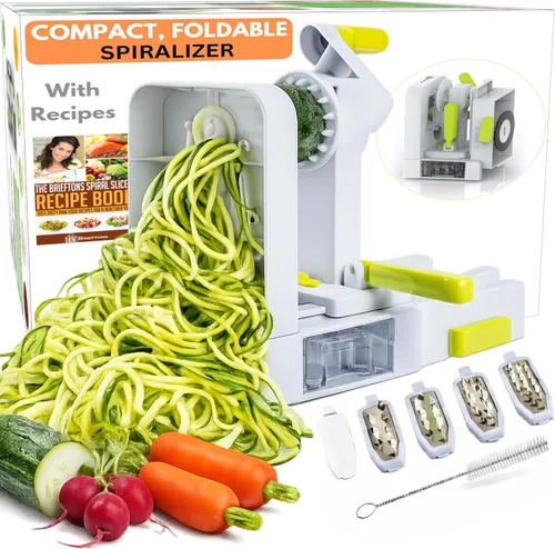 Brieftons QuickFold - Espiralizador de 5 hojas: versátil y compacto plegable en espiral de verduras, la mejor máquina de espaguetis para pasta