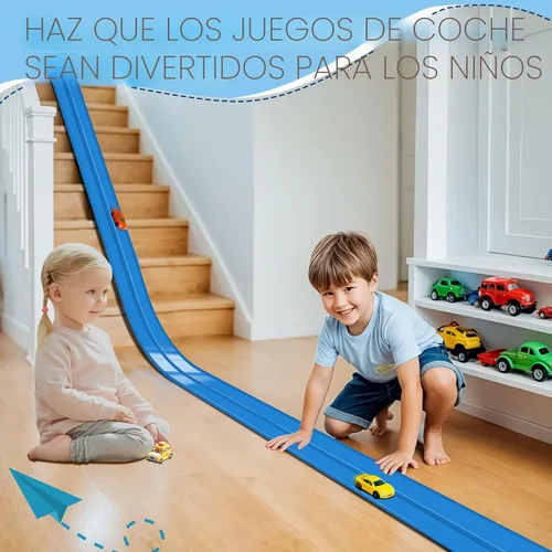 Miniatura 2 de Flex Track - Juego de iniciación de 15 pies, pista de rampa flexible para autos de carreras para edades de 3 años en adelante con ventosas, Racing