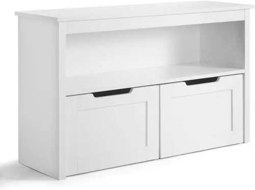 Miniatura 3 de CAPHAUS Organizador de almacenamiento de juguetes con 2 cajones con ruedas, blanco, organización y almacenamiento de sala de juegos, caja