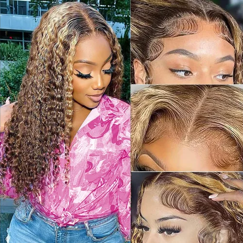 Miniatura 15 de Pelucas de cabello humano ondulado profundo con encaje frontal transparente HD de 13 x 6 pulgadas, pelucas de cabello humano de densidad 200