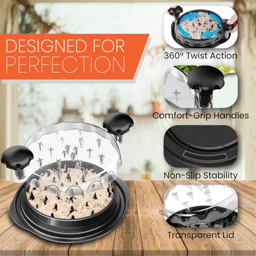Miniatura 4 de Trituradora de Pollo Twist Grande - Trituradora de Carne de 10'' para Pechuga de Pollo, Gadgets de Cocina Máquina Picadora de Carne con Cepillo
