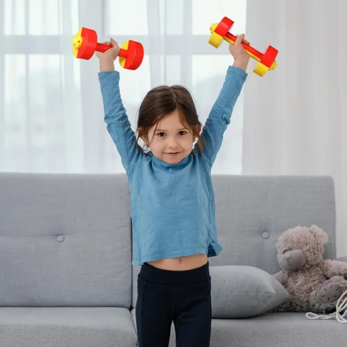 Miniatura 8 de Toddmomy Par de mancuernas para niños, mini barra de plástico, equipo de fitness para educación temprana, gimnasio en casa, entrenamiento de fuerza