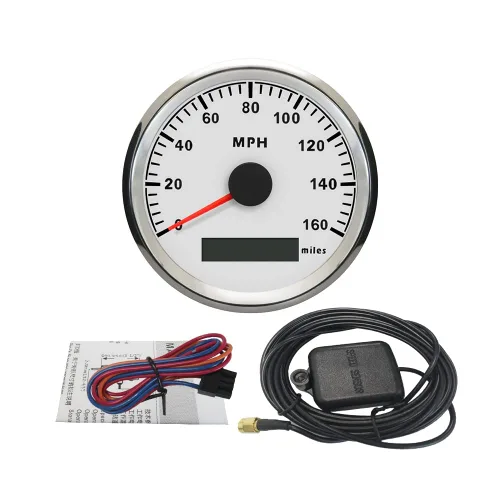 Miniatura 5 de ELING Velocímetro GPS de 3.346 in, impermeable, medidor de velocidad de 160 MPH, medidor de velocidad para barco, coche, camión, motocicleta, Blanco