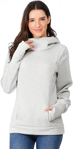 Miniatura 3 de Sudadera con capucha de maternidad para mujer de manga larga con cremallera para lactancia ropa casual con bolsillo