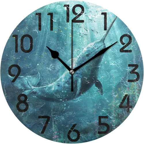 Miniatura 11 de Reloj de pared redondo retro de otoño con dos gnomos y calabaza de 10 pulgadas, funciona con pilas, reloj de escritorio analógico silencioso sin