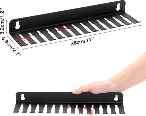 Miniatura 3 de Sumnacon Colgador y organizador de cables montado en la pared, colgador de cables de 13 ranuras para cables, ancho de ranuras para cables de hierro
