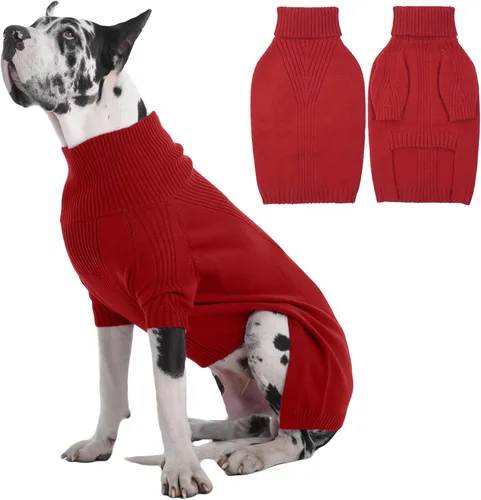 Miniatura 80 de IECOii Suéter extragrande para perro, suéteres térmicos cálidos para perros de raza gigante, ropa de punto, cuello alto de invierno, elástica