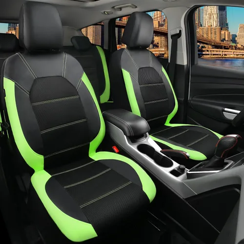 Miniatura 7 de CAR PASS Fundas de cuero para asientos delanteros solamente, con fundas de asiento delantero de malla de aire, transpirables, fundas de asiento Verde