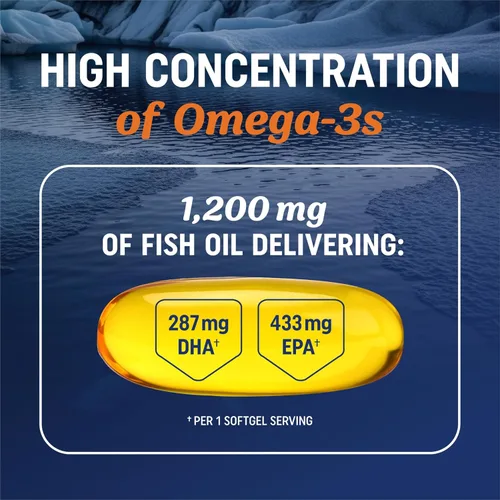 Miniatura 2 de Aceite de pescado Omega 3 Triple Strength 1200 mg EPA y DHA Ácidos grasos omega-3 capturados en la naturaleza y de origen sostenible