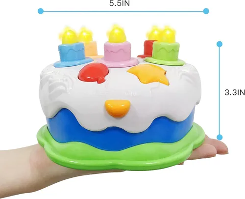 Miniatura 5 de Pastel de cumpleaños de primer año - Juguetes de pastel con música, velas que cuentan y soplan, juguetes cantantes para niños y niñas de 1, 2, 3 y 4