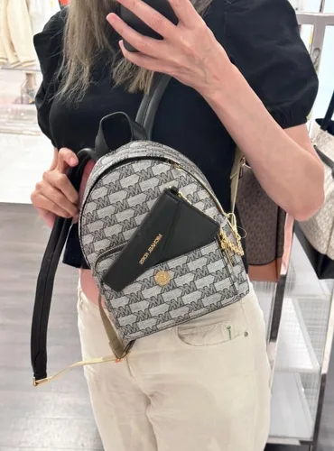 Miniatura 9 de Michael Kors Maisie XS 2IN1 Mochila Cartera Bolso Jacquard Cuero Negro