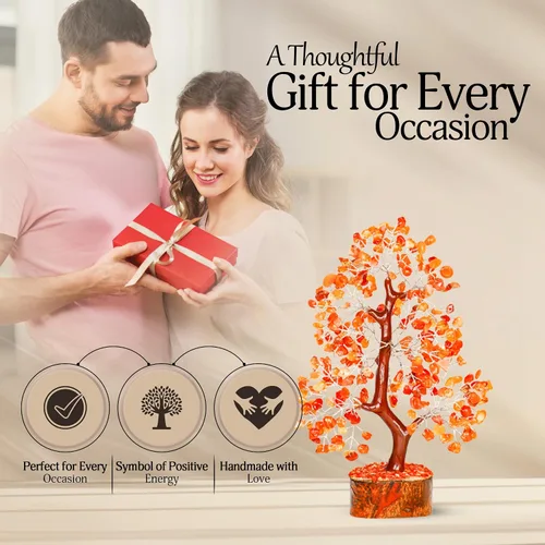 Miniatura 7 de YATSKIA - Árbol de la vida con cristal de cornalina - Árbol de bonsái - Decoración de Feng Shui para el hogar - Piedras de cristal - Decoración