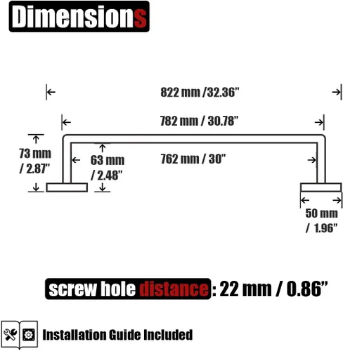 Miniatura 2 de JQK Barra de Toalla Dorada, Toallero de 32.36 Pulgadas con Bordes Redondeados, Montaje en Pared de Acero Inoxidable 304 para Baño, Longitud Útil