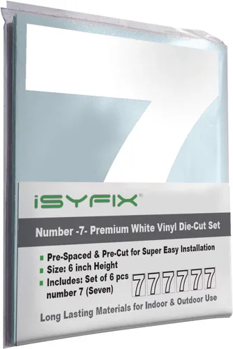 Miniatura 50 de iSYFIX - Calcomanías de vinilo blancas con número 0 (cero) - Juego de 6 unidades de 1.5 pulgadas autoadhesivas - Decalcomanías premium troqueladas